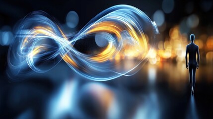 Poster - Exploring infinite possibilities a silhouette journey through abstract light and motion urban environment digital artwork