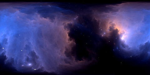 Wall Mural - 360 degree space nebula. giant interstellar cloud with stars, equirectangular projection, environmen