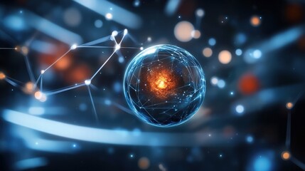 Poster - Exploring quantum energy interactive digital art virtual space abstract visualization high-tech environment futuristic concept