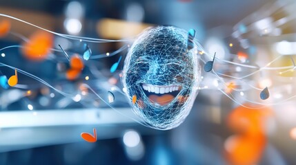 Poster - Digital emotion representation 3d facial expressions virtual environment graphic art futuristic setting abstract viewpoint