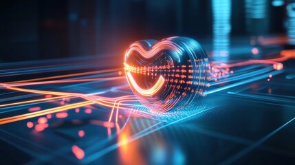Poster - Dynamic heart animation digital space visual art futuristic setting close-up emotional connection