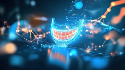Poster - Digital smile animation virtual space graphic design high-tech environment futuristic viewpoint creative concept for engagement