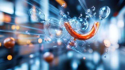 Poster - dynamic digital art displaying bubbles and colorful shapes modern gallery abstract illustration high