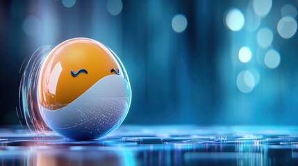 Poster - dynamic motion of a colorful orb digital realm 3d visualization futuristic environment close-up view