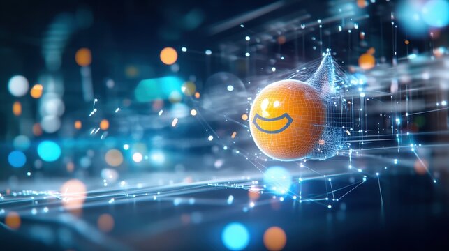 Dynamic digital sphere interaction virtual space 3d visual futuristic environment close-up view technology concept