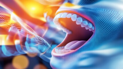 Poster - vibrant vocal expression digital realm abstract art dynamic environment close-up view concept of sou