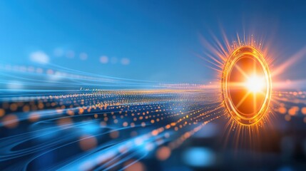 Poster - Dynamic light burst action digital realm graphic visualization futuristic environment abstract viewpoint energy concept