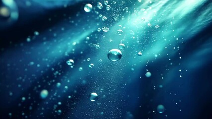 Poster - underwater abstract display with shimmering particles and bubbles creating a tranquil atmosphere, ab
