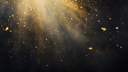 Poster - Golden particles in dark dramatic light