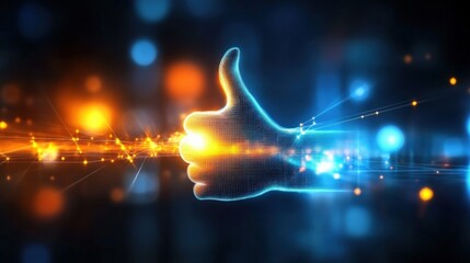 Poster - Digital affirmation gesture virtual space 3d visualization high-tech environment close-up view positive vibes for engagement