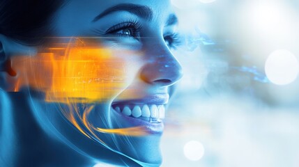 Poster - Emotive technology integration futuristic studio digital art urban environment close-up viewpoint innovation concept