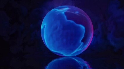 Aufkleber - Illuminated pink and blue sphere with smoke on dark background, abstract art concept