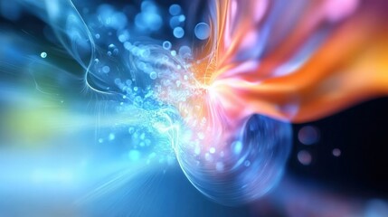 Poster - Dynamic colorful wave patterns abstract digital art enchanting visuals vibrant environment close-up fluidity concept