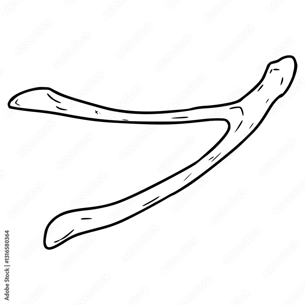 wishbone illustration hand drawn outline vector Stock Vector | Adobe Stock