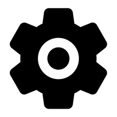 Poster - A Powerful Symbol Of Precision Engineering And Seamless Functionality, This Stark Black Gear With A Bold White Center Evokes Efficiency And Strength Against A Plain White Background