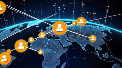 Poster - Global Network Connection with User Icon Highlighting Digital Communication and Data Exchange in the Modern World
