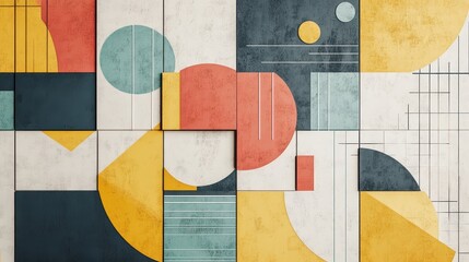 Poster - Geometric Shapes And Colors Arranged In A Modern Abstract Design