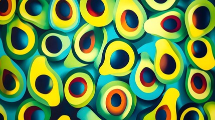Poster - Vibrant Abstract Geometric Patterns in Harmonious Symmetrical Compositions of Fluid Colorful Circles and Shapes