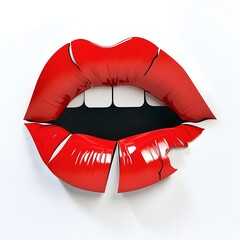 Poster - Vibrant and Captivating Red Lips   Alluring Sensual Glamour Portrait Showcasing the Enticing Beauty and Seductive Allure of the Female Form