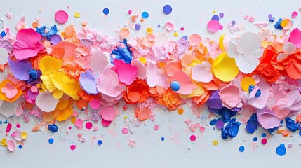 Poster - Vibrant Colorful Petals and Dots Decorate White Background