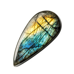 Wall Mural - Polished Labradorite Piece with Blue and Green Isolated on Transparent Background