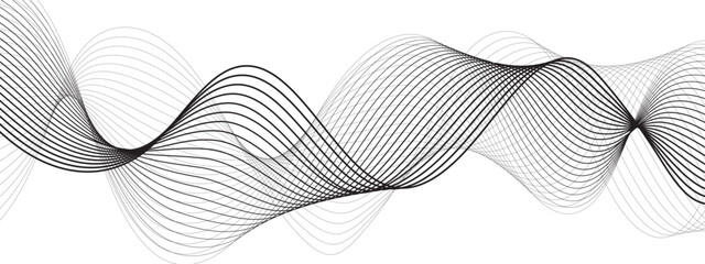 Fototapete - Abstract Flowing lines wave Halftone texture Curve shape on white background. 3D vector wave lines with gradients. Striped ribbons vector background with lines. Curve flow motion lines, Modern design
