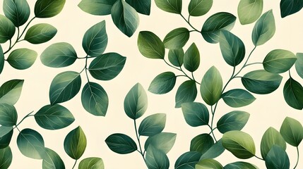 Aufkleber - Vibrant Green Leafy Botanical Background with Detailed Foliage Patterns