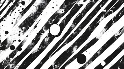 Leinwandbilder - Vibrant monochrome abstract grunge texture with splattered ink stripes and bold geometric shapes creating a dynamic high contrast and contemporary digital art piece suitable for technology