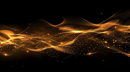 Wall Mural - abstract swirling golden light on a black background.