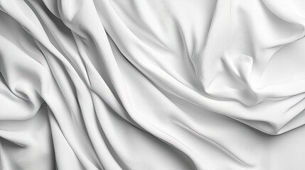 Poster - White Fabric with Smooth Drapery and Gentle Creases and Flows