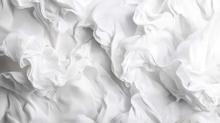 Poster - Abstract White Fabric Texture with Soft Flowing Ruffles and Creases