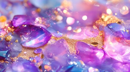 Poster - Colorful Bright Gems on Glittery Surface with Soft Lighting Effects