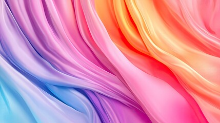 Poster - Colorful Flowing Silk Fabric Texture in Soft Pastel Shades