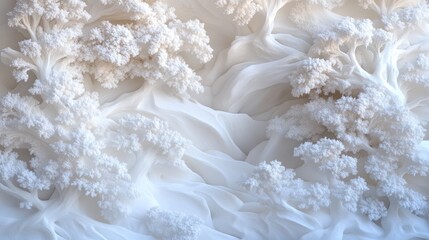 Poster - Intricate White Abstract Texture with Organic Shapes and Patterns
