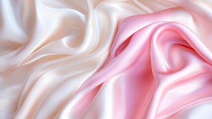 Poster - Soft Satin Fabric in Cream and Pink Colors for Elegant Backgrounds