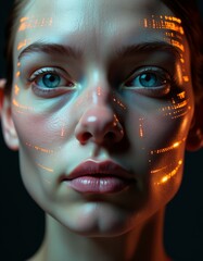 polygonal human face with lines and dots represent artificial intelligence and machine learning conc