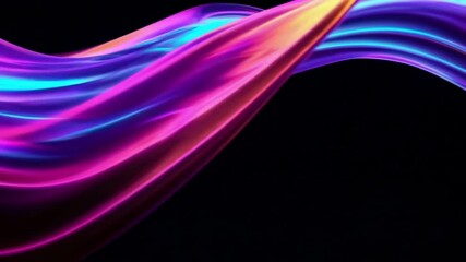 Aufkleber - Abstract neon wave of vibrant colors on dark background. Futuristic art concept