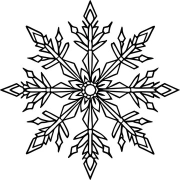 Snowflake vector silhouette line art Generative AI