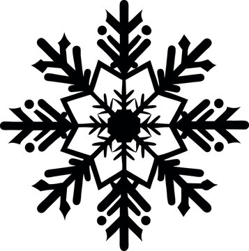 Snowflake vector silhouette line art Generative AI