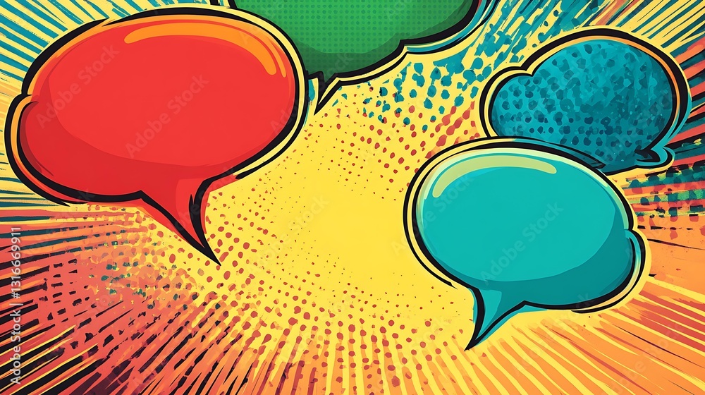 Cartoon speech bubbles with dynamic text effects and bold outlines ...