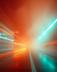 Aufkleber - abstract blurred lights from vehicles speeding down a city street. the vibrant colors and long exposure create a sense of motion and energy.
