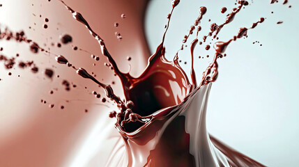 Aufkleber - Glossy Chocolate Swirls Creating an Artistic Flow Against a Gently Contrasting Backdrop