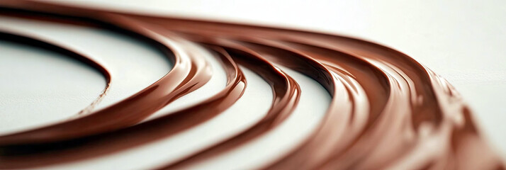 Poster - Elegant Chocolate Swirl Creates a Glossy Cascade of Indulgence Against a Soft Neutral Backdrop