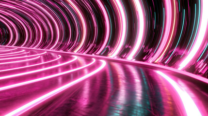Poster - Futuristic Neon Tunnel With Vibrant Colors and Abstract Patterns Inviting Exploration and Creativity