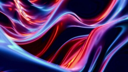 Leinwandbilder - Vibrant neon abstract waves in red and blue hues, futuristic digital art concept