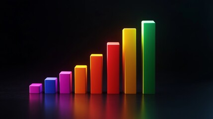 Aufkleber - Minimalist D bar chart with vibrant colors on a dark background, creating a professional, data-driven look with clean lines and shadows.