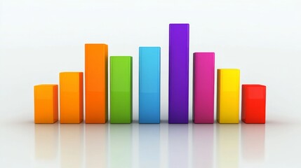 Fototapete - Simple D bar graph with solid colors, arranged in a clear, organized manner, on a minimalistic white background, highlighting the importance of clarity in data.