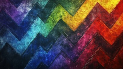 Poster - Vibrant zigzag lines in various colors on a textured surface, creating a playful and energetic atmosphere, suitable for creative projects.