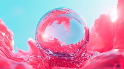 Poster - Holographic Surface in Open Space, a vibrant digital-inspired design featuring a shimmering, reflective surface that interacts with ambient light, creating a captivating visual experience.