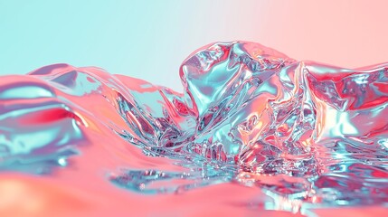 Poster - Liquid Chrome Rainbow Reflection, shimmering surface reflecting vibrant colors, smooth contours creating a mesmerizing interplay of light and hue, inviting curiosity and wonder.
